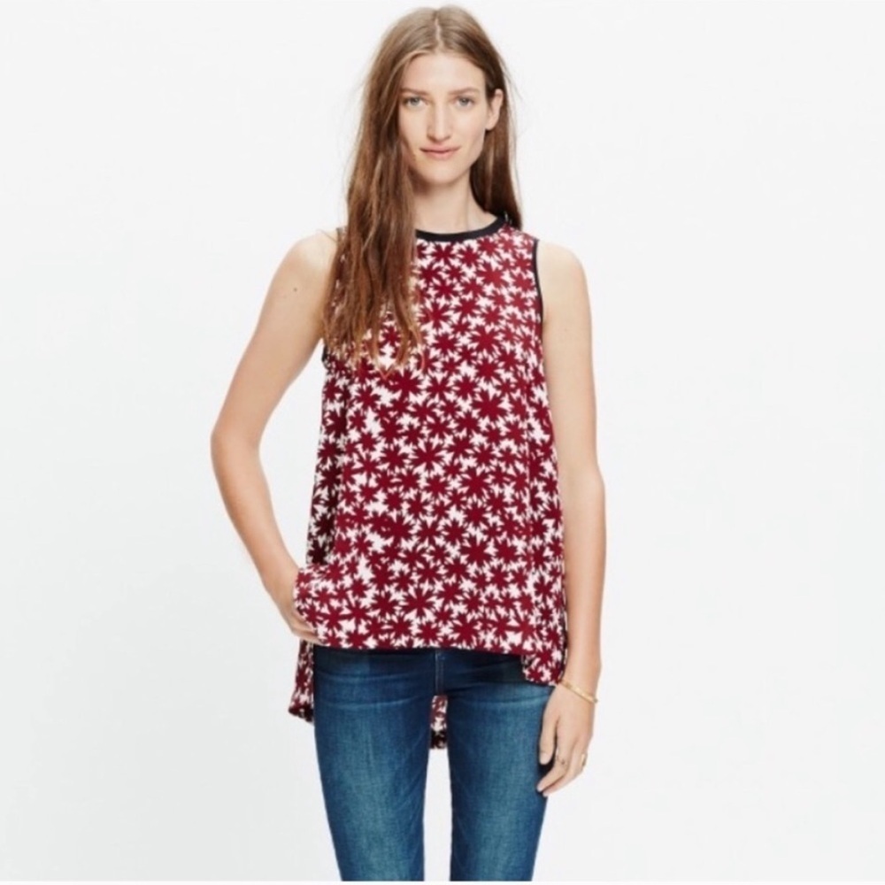 Madewell Silk Canal Red Floral Tank Top